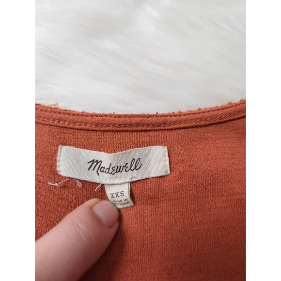 Madewell Womens Blouse Orange Long Sleeve V Neck Tie Front XXS - Picture 6 of 6